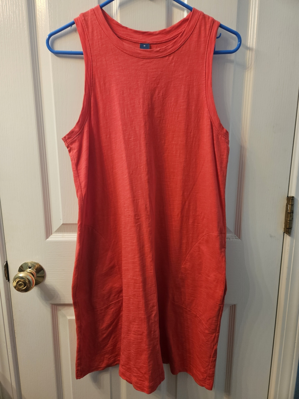 🎉 3 Items/$15 🎉 Old Navy Coral-Red Sleeveless Midi Shift Dress w/ Pockets!